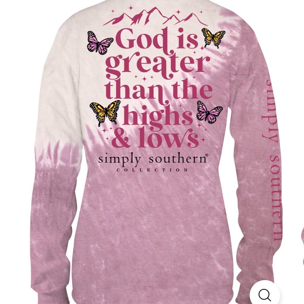 NWT Simply Southern Pink Tie-Dye Long Sleeve Shirt XL